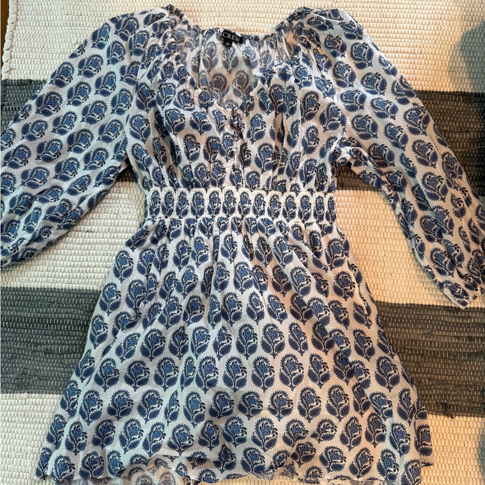 J.Crew Blue and White Patterned Dress